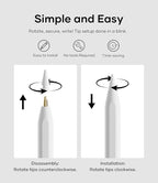 Replacement Pencil Tips for Apple Pencil Pro, Pen Tips for Apple Pencil 2nd Gen/1st Gen/USB-C, Wear-Resisting Pencil Nibs with Storage Box, Pen Nibs Set Compatible with Apple Pen (6 Pack, White)
