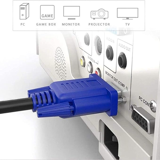 PASOW VGA to VGA Monitor Cable HD15 Male to Male for TV Computer Projector (5 Feet)