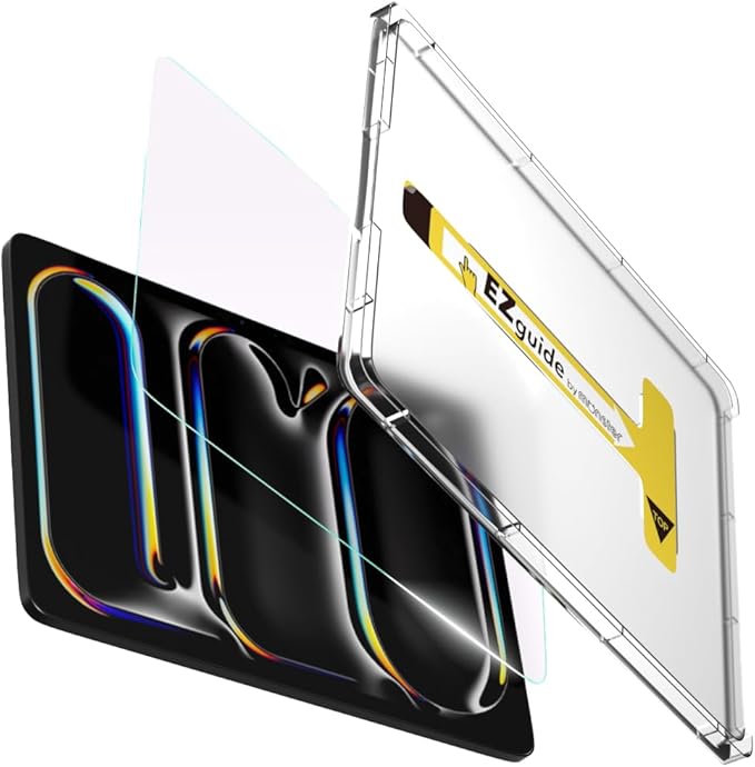 BELLEMOND Tempered Glass Screen Protector designed for iPad Pro 11" (M5, 2025/M4, 2024) - Anti Blue Light filter「EZ Guide」Alignment Kit for Flawless Installation, 10H Hardness - Designed in Japan