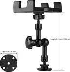 Heavy Duty Drill Base iPad Mount, Tablet Holder for Truck/Car/Boat/Wall/Desk/Vehicle Dashboard,360° Adjustable Aluminum Alloy Arm Mount Compatible with 7~12.9" iPad/Nexus/Fire HD/e-Book/Switch