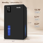 NineSky Dehumidifiers for Home, 95 OZ Water Tank, (1000 sq.ft) Dehumidifiers for Bathroom Bedroom Basement with Auto Shut Off,7 Colors LED Light(Black)