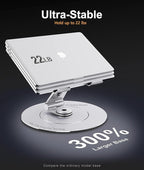 Ultra-Stable Swivel Laptop Stand for Desk with 360 Rotating Larger Base, Military-Grade Aluminum, Anti-Loosening Structure, Height Adjustable Laptop Stand, Suitable for 10"-17.3",Ocean-Grey