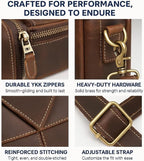 Luxorro Full Grain Leather Briefcase for Men, Top Choice Gifts, Handcrafted Laptop Bag with Multiple Compartments and Brass Hardware, Fits 15.6 Inch Laptop