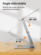tounee Laptop Stand for Desk Adjustable Height, Telescopic Computer Stand with Pull Out Design Ergonomic Laptop Riser Fits All Laptops 10-17"-Silver