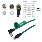 Camera Sensor M12 Ethernet 8 Pin X-Coded RJ45 Cable CAT7e for Cognex Basler Baumer Keyence Industrial Automation Control PLC, Right Angle High Speed 30M