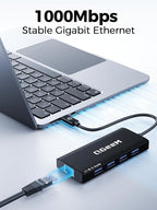 QGeeM USB C Hub Ethernet,9 in 1 USB Type C Hub HDMI Multi-Port Converter Adapter,100W Pd, USB 3.0,SD/TF Card Reader,Compatible for MacBook Pro Air Ipad HP Dell Lenovo Chromebook etc.-Black