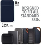 Slipdrive - Portable Hard Drive Sleeve for Laptop - SSD Solid State Drive - Reusable Adhesive - 5” x 3.2” Stick on External Hard Drive Carrying Case - Travel Pocket Pouch (Small, Navy Blue)