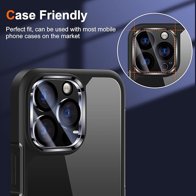 UniqueMe [3 Pack for iPhone 13 Pro/iPhone 13 Pro Max Camera Lens Protector, Tempered Glass [Case Friendly][New version][Scratch-Resistant][Easy Installation] - Clear
