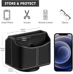 Leather 360° Spinning Remote Control Holder, Pencil Pen Holder for Desk Table Nightstand, TV Remote Caddy Organizer, Black Office Decor and Accessories, Storage Box for Phone,Media Player Controllers