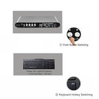 4 Computers 2 Monitors Automatic KVM Switch, HDMI 4k@60Hz + DP 8K 30Hz 4K@144Hz, Aluminum Alloy Shell, Digital Display, Audio/Microphone, hotkey, HDR10 with Cables