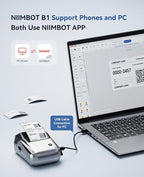 NIIMBOT B1 Label Maker Machine with Tape, Thermal Label Printer Easy to Use for Office Supplies, Home, Business, 2 Inch Label Maker with 2'' x1.18'' Labels-230pcs/Roll