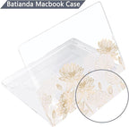 Batianda Premium Case for New MacBook Air 15 inch 2025 M4 2024 2023 with M3 M2 Chip Model A3241/A3114/A2941, Designed Protective Plastic Hardshell & Keyboard Cover & Screen Protector, Gold Lotus