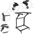 9U Professional DJ Stand Rack Mount DJ Mixer Stand Adjustable Stage Cart w/Wheel for Music Party Show Music Studios Performance Stages Concert Venues