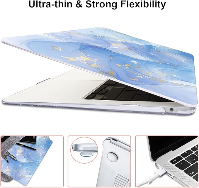 Compatible with MacBook Air 13 inch Case 2021 2020 2019 2018 M1 A2337 A2179 A1932 with Retina Display & Touch ID, Pattern Plastic Hard Shell Case Keyboard Cover Screen Flim, Blue Marble