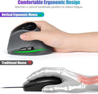 TRELC Wireless Ergonomic Mouse with OLED Screen, Rechargeable Silent Vertical Mouse for 4 Devices Connection (BT+2.4GHz), 4000 DPI, 7 Buttons for Windows/PC/Desktop/Laptop/Tablet (Dark Gray)
