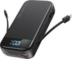 Portable Charger 32000mAh, 22.5W QC 3.0 PD 20W Smart LED Display Fast Charging Built in Cables MFi Certified Power Bank, External Battery Pack Charge 5 Devices Compatible with Cellphones (Black)