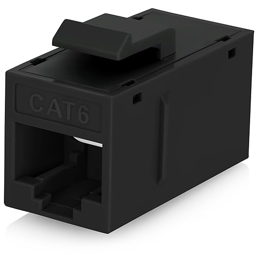Everest Cat6 RJ45 Keystone Coupler (24-Pack) - Black - Female to Female - Ethernet Coupler