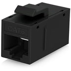 Everest Cat6 RJ45 Keystone Coupler (12-Pack) in Black - RJ45 Coupler - Cat 6 Couplers - Female to Female Cat6 Keystone Jacks - Ethernet Couplers - Ethernet Cable Extender
