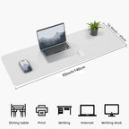 AFIING Leather Desk pad Protector, Large Non-Slip Office Desk Mat with Natural Cork & PU Leather, Waterproof Writing Mouse Pad for Office and Home (55in*17in,White)