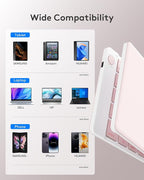 Samsers Bluetooth Foldable Keyboard - Wireless Portable Folding Keyboard, Full-Size Ultra-Slim Rechargeable Connect Up to 3 Devices for iOS, Android, Windows Phone, Tablet, Laptop - Pink