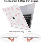 for MacBook Pro 13 Inch Case 2022 M2 2020 2021 A2338 M1 A2251 A2289 with Touch Bar & Touch ID, Pattern Plastic Hard Case Keyboard Cover Screen Protector Webcam Cover Brush, Pink Bowknot