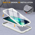 Miracase Glass Case for iPhone 13 Pro Max 6.7 inch, Upgrade Full-Body Clear Bumper Case with Built-in 9H Tempered Glass Screen Protector for iPhone 13 Pro Max, Rice White