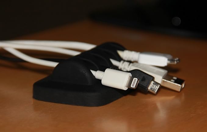 ENVISIONED Desktop Cable Organizer, Weighted, Eco-Friendly Silicone, No Bad Smell, Bundled with 4 Reusable Cable Ties (White)
