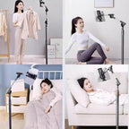 Tablet Floor Stand Holder, 360 Degree Rotating with Height Adjustable Stand Compatible with 4.7"-13" Phone/Tablet, Kindle, 63" Phone Stand, Aluminum Alloy, for Bed,Sofa,Desk.Black