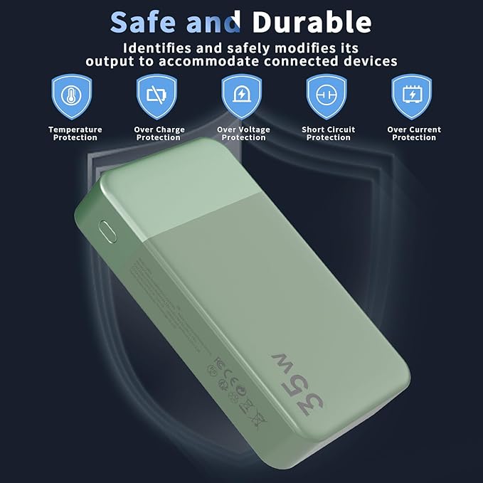 NOBIS Portable Charger, 20000mAh Power Bank, 35W Power Bank Fast Charging, Battery Pack with C to C Cable, Battery Bank with Digital Display for Phone Android etc