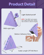 4-Port USB 3.0 Hub Tower with 2ft Cable - USB Splitter for Laptop,PC,PS4,PS5,Xbox,Mouse,Keyboard,Hard Drives,Mobile HDD(Light Purple)
