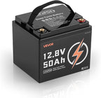 VEVOR 12V 50Ah LiFePO4 Battery, Up to 15000 Cycles, Deep Cycle Lithium Iron Phosphate Battery with Built-in BMS, Low Temperature Protection, 10 Years Lifetime, for Solar Off-Grid Home Energy Storage