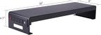 Rocelco 46" Standing Desk Converter with AC USB Charger and Dual Monitor Stand - Height Adjustable Three Screen Riser Computer Workstation - Sliding Keyboard Tray - Black (R DADRB-46-ACUSB-DM3)