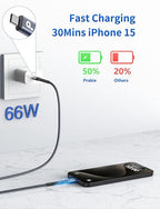 PRAKIE USB C to USB C Cable 6FT, USB Type C Fast Charging Cable 2Pack Nylon Braided USBC iPhone Charger Cord Compatible with iPhone 16/15/Pro Max/PlusSamsung Galaxy S23/LG/Switch