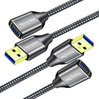 USB 3.0 Extension Cable 1.5 ft,5Gbps High Speed USB 3.0 Type A Male to Female Extension Cord,USB Extension Lead Compatible with USB Flash Drive, Hard Drive, Card Reader,Scanner,Keyboard (1.5FT,2 Pack)