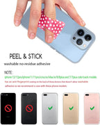 Universal Phone Grip for Smartphones - Phone Holder for Hand for Back of Phone - Wireless Charging Compatible (Dot Pink) - 2Pack