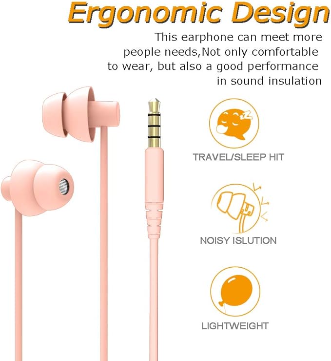 MAXROCK (TM Super Mini Total Soft Silicon Earbuds Headphones with Mic Music Sleep Choice for Cellphones Ipad Tablet Mp3 Laptop and Most 3.5mm Audio Player (Coral Pink)