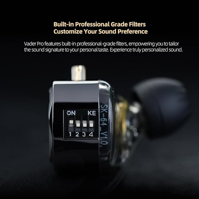 KZ Vader Pro in-Ear Monitors Gaming Earbuds, Triple Dynamic Driver IEM with 4 Tuning Switches, Clarity in All Frequency Stereo Sound Comfortable Noise Isolating Earphones for Stage and Studio (MIC)