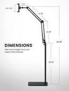 Floor Tablet Stand Phone Holder - Lamicall [55" Height Adjustable][ Flexible Arm] Multi Angle Tablet Holder, 5lb Weighted Base Bed Mount For 4.7-13" Devices, iPad Pro Air Mini, Kindle, Tabs, E-Readers