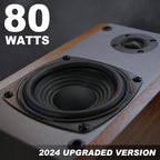 SINGING WOOD BT25 (2024 Version) Bluetooth Active Bookshelf Speakers for with Optical Aux inputs Subwoofer Line Out for PC, TVs, Turntable, Wooden Enclosure,80W - Beach Wood