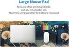 Gaming Mouse Pad, Large Non-Slip Rubber Base Mousepad, Keyboard Mouse Mat, Desk Pad with Stitched Edges, 31.5x11.8inch, Abstract Dandelion