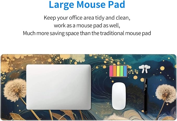 Gaming Mouse Pad, Large Non-Slip Rubber Base Mousepad, Keyboard Mouse Mat, Desk Pad with Stitched Edges, 31.5x11.8inch, Abstract Dandelion