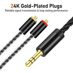 Premium HiFi IEM Cable - Silver-Plated 3.5mm to MMCX Cord, Lossless-Sound in-Ear Monitor Cables for Vibes 201/202, Shure SE215/315/425/535/846-Black (HC001)