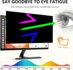 【2-Pack】 24 Inch Computer Privacy Screen for 16:9 Monitors with Anti-Spy Anti-Glare Filter, Blue Light Blocking & Eye Protection, Removable Anti-Scratch HD Clarity Screen Protector