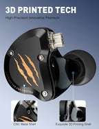 in Ear Monitors Headphones, HiFi Wired Earbuds with Noise Isolating, Type-C with Microphone Earphone, IEM Headset with Detachable Recessed 2Pin Cable for Gaming, Musicians, Singer