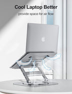 Laptop Stand for Desk, 360 Rotating Base Aluminum Computer Stand Ergonomic Laptop Riser Notebook Holder Fits up to 17-Inch Laptop, Silver