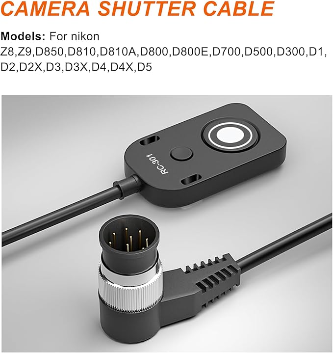 5M Extension Cord RC301-DC0 Remote Small Shutter Release Remote Control for nk D850 D810 D800E Z8 Z9 Push Button Extension Portable Small Release Key(RC301-DC0 NK 196.8in/5m)
