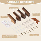 VIS'V Walnut Wall Hooks, Wall Mount Wooden Coat Hooks for Entryway Cubicle, Brown, 4 Pcs