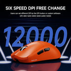 EWEADN X23Pro Wireless Gaming Mouse, 49g Lightweight Mouse, PAW3311 Sensor, 12000 DPI, 2.4G/BT5.0/USB-C Rechargeable Wireless Mouses with 6 Programmable Button, Grip tape, for Laptop/PC/Mac, Orange