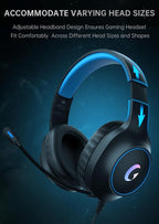 CM7002 Gaming Headset for PS5, PS4, PC, Mac, Switch, Xbox Series, Surround Sound RGB Gaming Headphones with Noise Canceling Microphone, 50MM Dynamic Drivers, 3.5MM Audio Jack, Blue