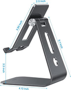 OMOTON Adjustable Tablet Stand for Desk, Upgraded Longer Arms for Greater Stability, T2 Tablet Holder with Hollow Design for Bigger Sized Phones and Tablets Such as iPad Pro/Air/Mini, Black